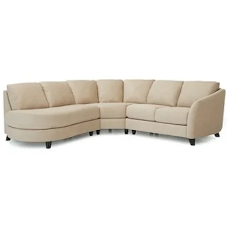 Sectional Sofa with Corner Curve and Left Arm Facing Bumper